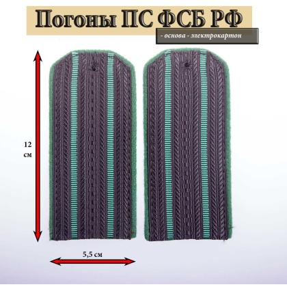 Где купить Погоны пограничника короткие ПС ФСБ, иссия -черное поле,   2 зеленых просвета. 12 см. Картон в Москве недорого
