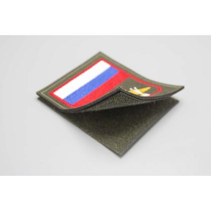 Где купить Шеврон вышитый РВСН (с флагом РФ) оливковый фон (на липучке) приказ № 300 от 22.06.2015 в Москве недорого с доставкой по России