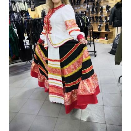 Костюм - парочка сценический Евдокия , цвет белый с черным, с отделкой купить в москве военторг атаман