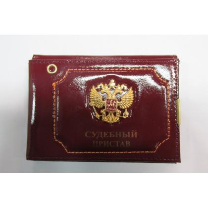 Обложка удостоверения + права (судебный пристав) с гербом цв.коричневый