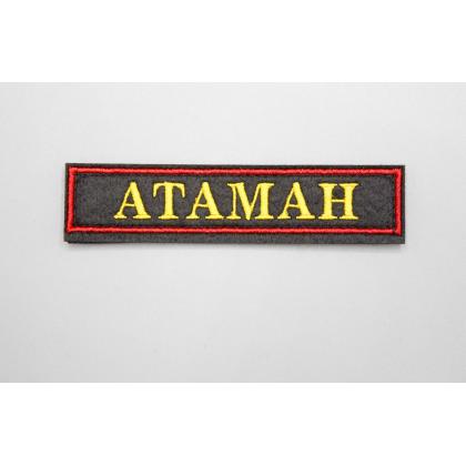 Где купить Нашивку Атаман вышитую  (Поле черное, Кант красный, Буквы желтые) в Москве недорого с доставкой по России