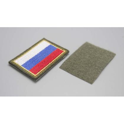 Где купить Шеврон - патч - нарукавный Флаг России вышитый (6-4 см), оливковый , золотой кант в Москве не дорого с доставкой по России