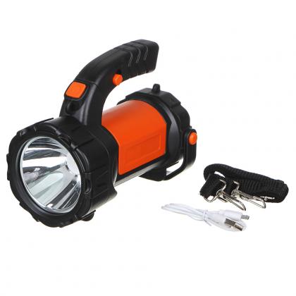 Где купить ЧИНГИСХАН Фонарь прожектор, 1 LED + 1 COB, 3Вт + 3Вт, аккумулятор 2400мАч, USB, 17х13см, пластик   военторг Атаман Москва доставка дешево