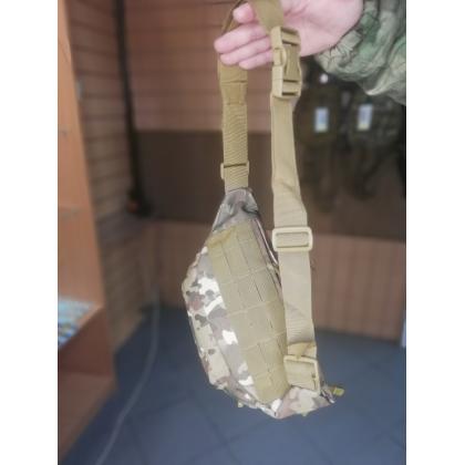 Где купить Сумку поясную камуфлированную, цвет Мультикам(410) Tactical Sling Bag Сумка на пояс тактическая в Москве в интернет магазине Атаман