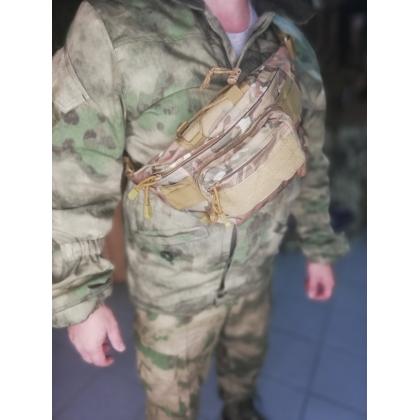 Где купить Сумку поясную камуфляжную , цвет Мультикам(410) Tactical Sling Bag Сумка на пояс тактическая в Москве в интернет магазине Атаман недорого