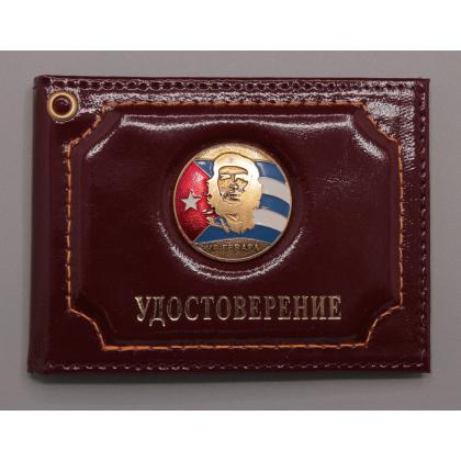 Где купить Обложку на удостоверение металлическая эмблема Че Гевара, натуральная кожа. цв. Бордо в Москве недорого с доставкой по России