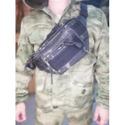 Где купить Сумку поясную (Tactical Sling Bag), тактическую сумку на пояс, цвет камуфлированный Мультикам найт (410) в Москве в интернет магазине 