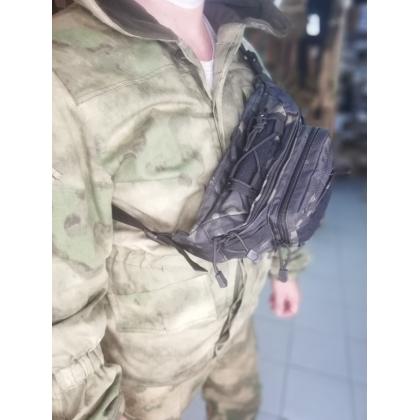Где купить Сумку поясную (Tactical Sling Bag), тактическую сумку на пояс, цвет камуфлированный Мультикам найт (410) в Москве в интернет магазине 