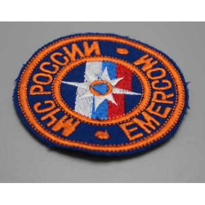 Где купить Шеврон вышитый МЧС России EMERCOM (9 см) оранжевый недорого в Москве сс доставкой по России