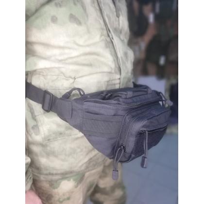 Где купить Сумку поясную (Tactical Sling Bag), тактическую сумку на пояс, цвет черный (410), в Москве в военном интернет магазине Атаман недорого 