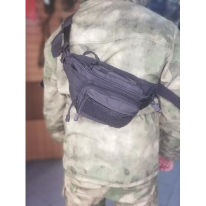 Где купить Сумку поясную (Tactical Sling Bag), тактическую сумку на пояс, цвет черный (410), в Москве в военном интернет магазине Атаман недорого 