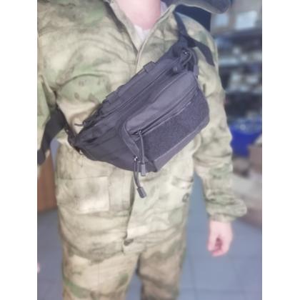 Где купить Сумку поясную (Tactical Sling Bag), тактическую сумку на пояс, цвет черный (410), в Москве в военном интернет магазине Атаман недорого 
