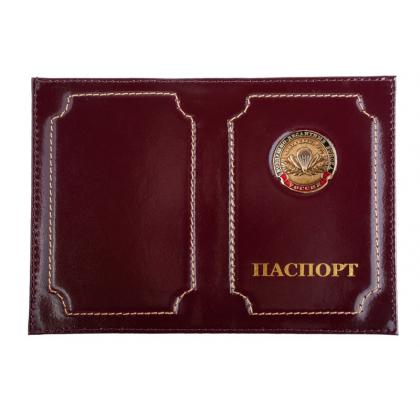 кожаная обложка на военный билет с эмблемой ВДВ  никто кроме нас коричневая
