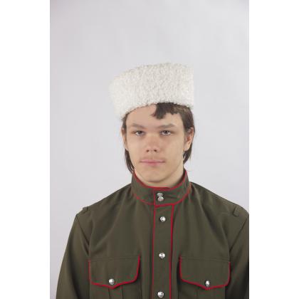 Где купить Кубанку из  каракуля искусственного цвет  Белый в МОскве недорого с доставкой по России